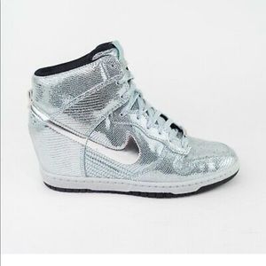 Nike Dunk Sky Hi Qs Disco Ball Hidden Wedge Heel High Silver size 8